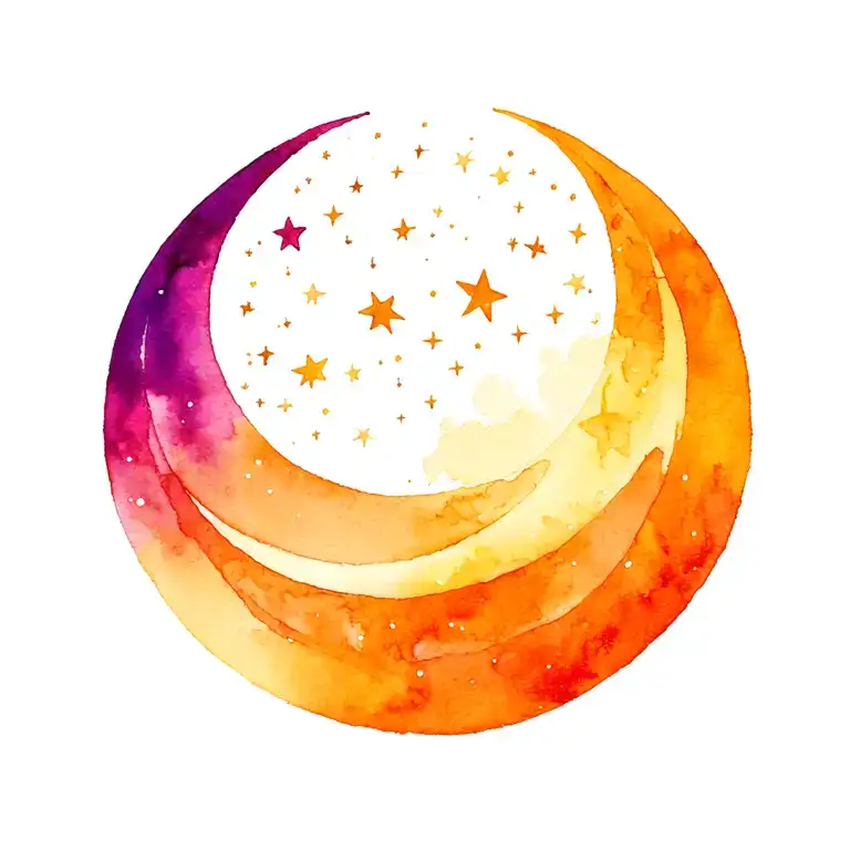 Triple Moon Surrounded By Stars