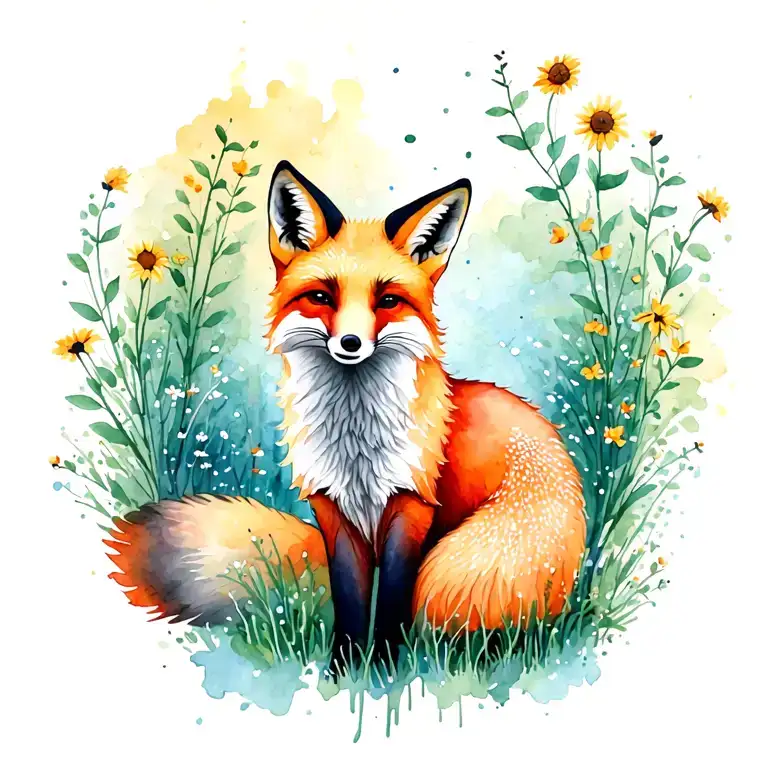 Fox In Summer Scenary