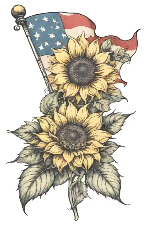 Sunflowers American Flag Rose