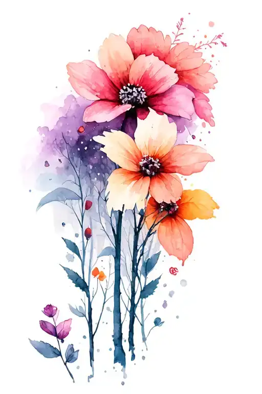 Flower Forest And Legs Plain Tattoo With Travela