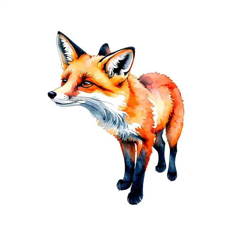 Walking Fox In A Sunny Day During Summer