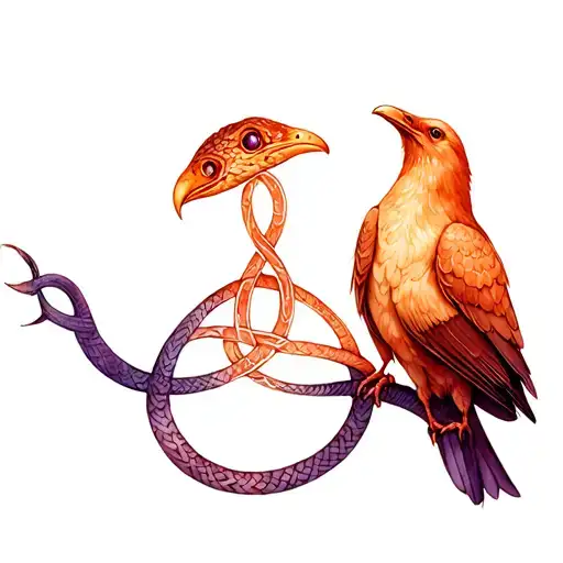 Snake Celtic Knot Intertwined And Raven Perched