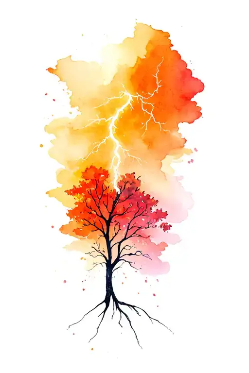 Lightening Storm With Tree