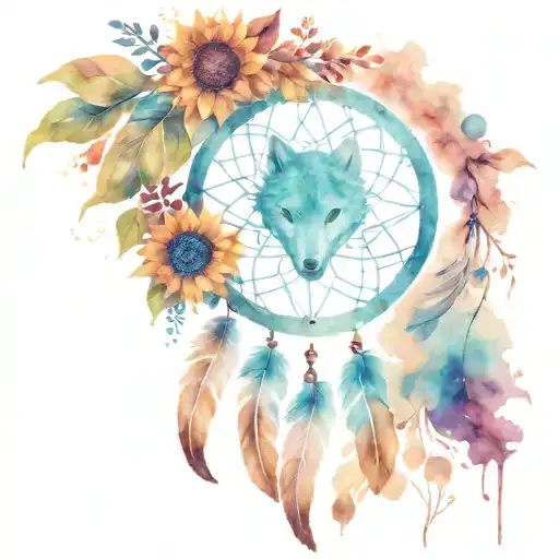 Dream Catcher With A Tree Of Life Wolf Sunflower Evil Eye Heart Galaxy