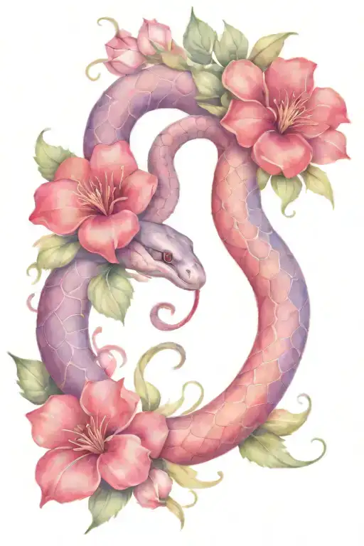 Snake With Amapola Flowers