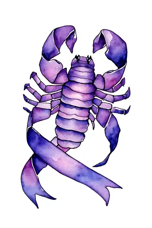 Purple Ribbon Intertwined With Scorpio Horoscope Symbol