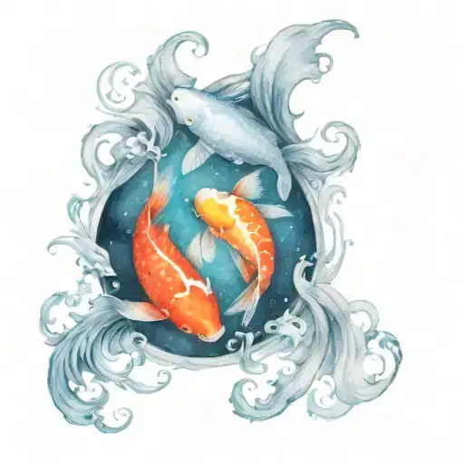 Koi Fish Yin Yang Red And Blcak