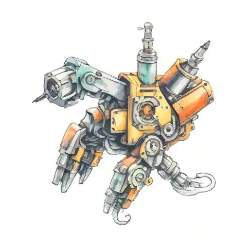 Robot Hand Holding A Tattoo Machine