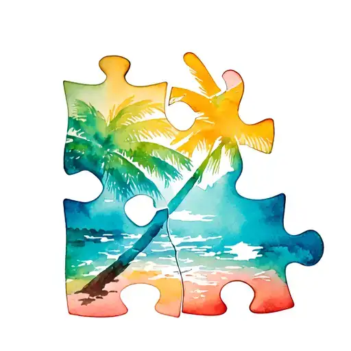 Puzzle Piece And Palmetto Tree