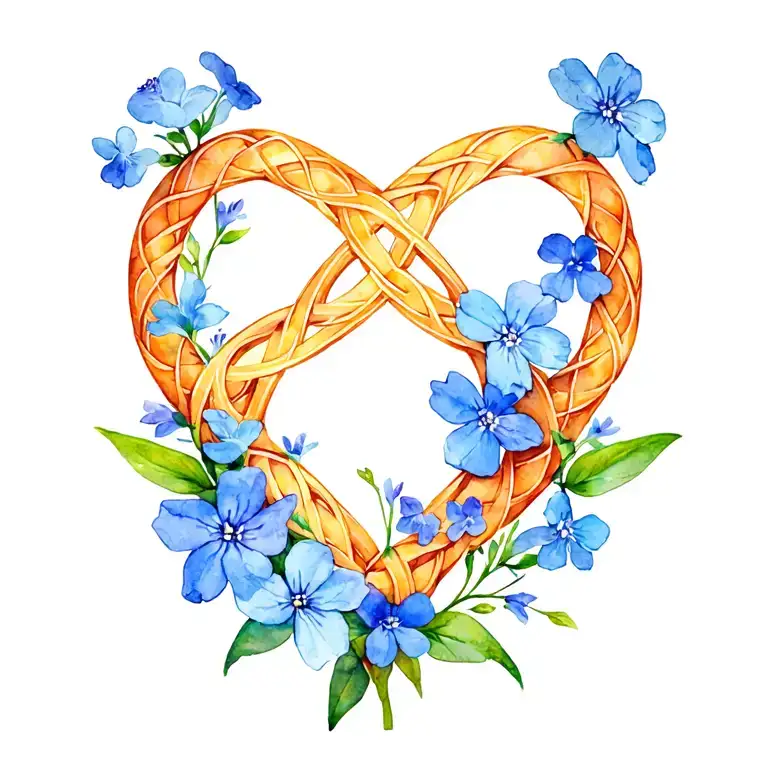 Celtic Heart Knot And Forget Me Not Flowers