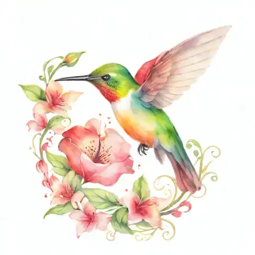 Hummingbird With Heart-shaped Flowers