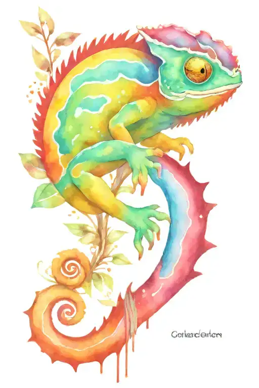 Rainbow Chameleon Climbing