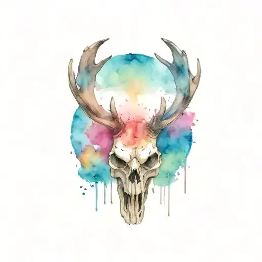 Skull With Moose Antlers
