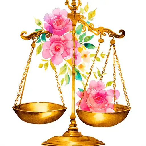 Gold Libra Scale Floral