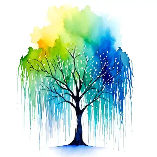 Weeping Willow Tree Representing 4 Seasons Changing