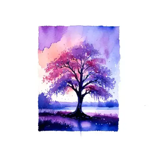 Willow Tree In All Seasons Represented Along