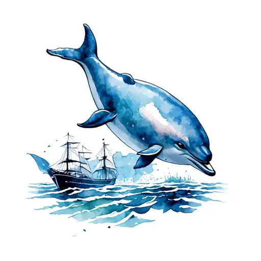 Dolphin With Ship
