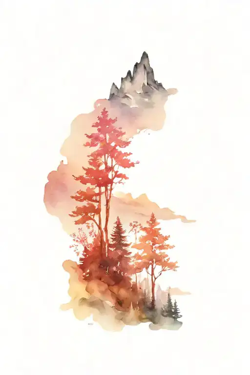 Mountain And Forest Scene With A Hidden