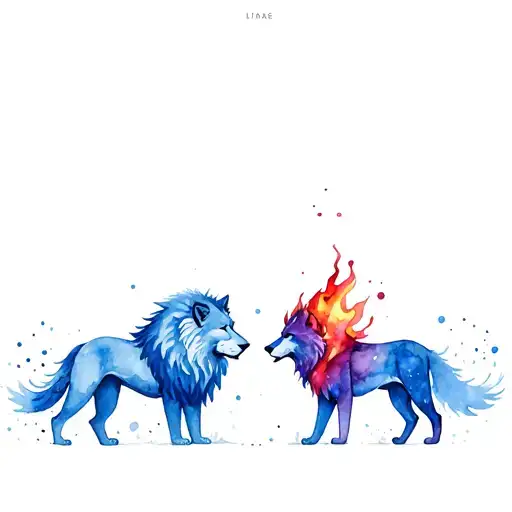 Ice Lion And Fire Wolf