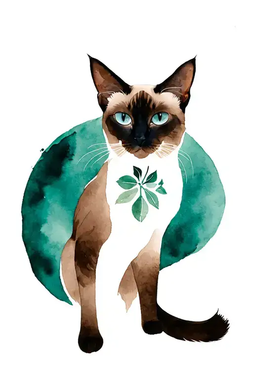 Siamese Cat With Dark Green Pu'm'kin