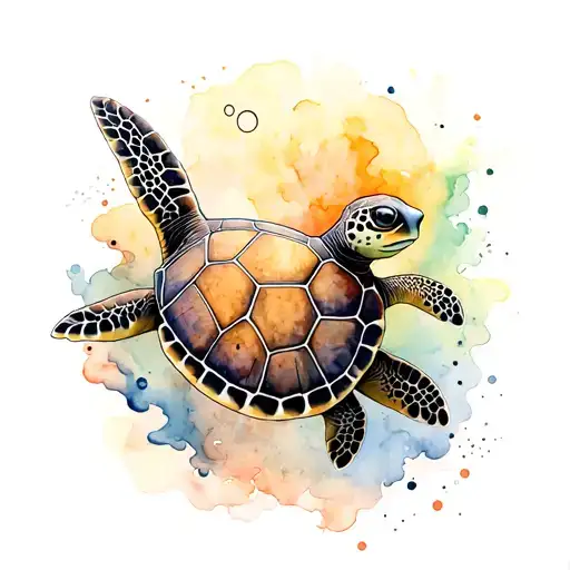 Calm Sea Turtle Swimming