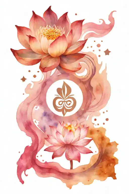 Semi Colon Lotus Flower Virgo Constellation Intertwined