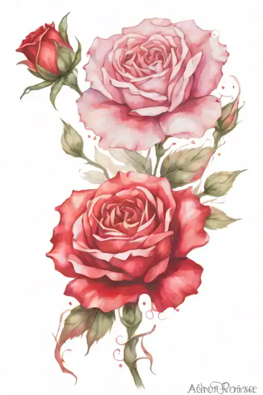 Red Carnation And Roses Intertwined Around Aubrey Rose