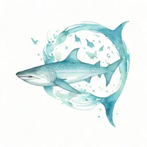 Whale Shark Surrounded By Other Ocean Animals