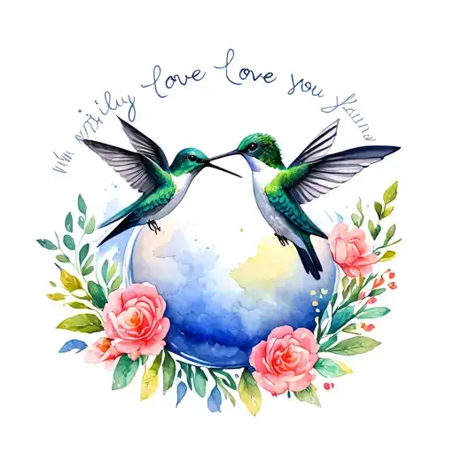 World Ball Family Love You With Hummingbird