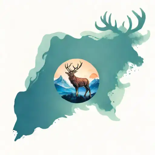 Scottish Stag And Mountain Peak