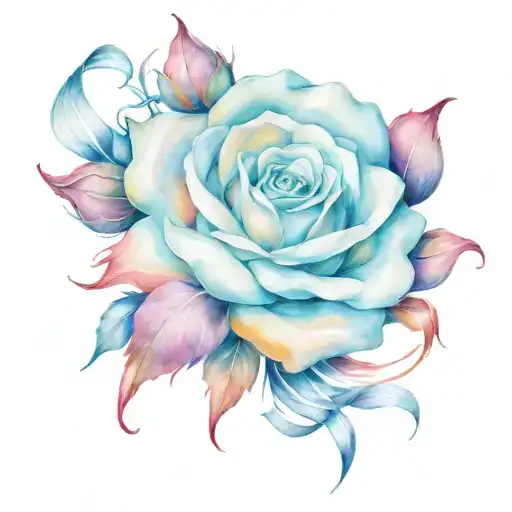 Rose Surrounded By Ribbon