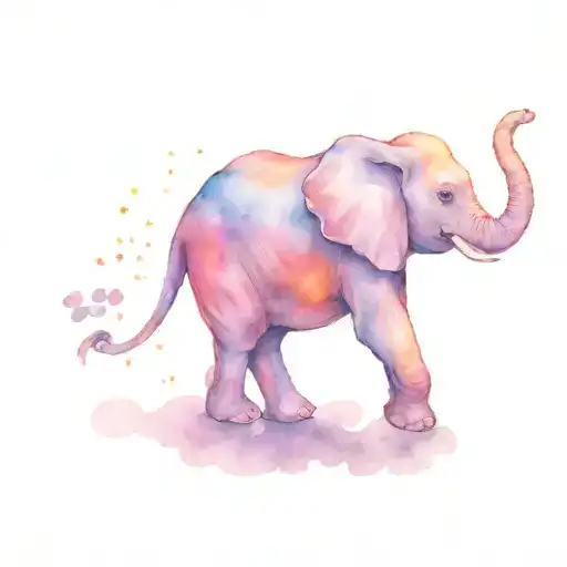 Cartoon Elephant Reaching Towards The Heavens