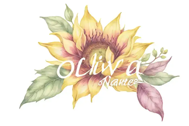 Oliva Name Surrounded By Sunflower Blooming Flowers