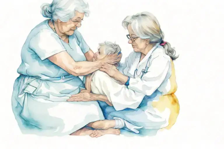 Nurse Helping Grandma Sit Up