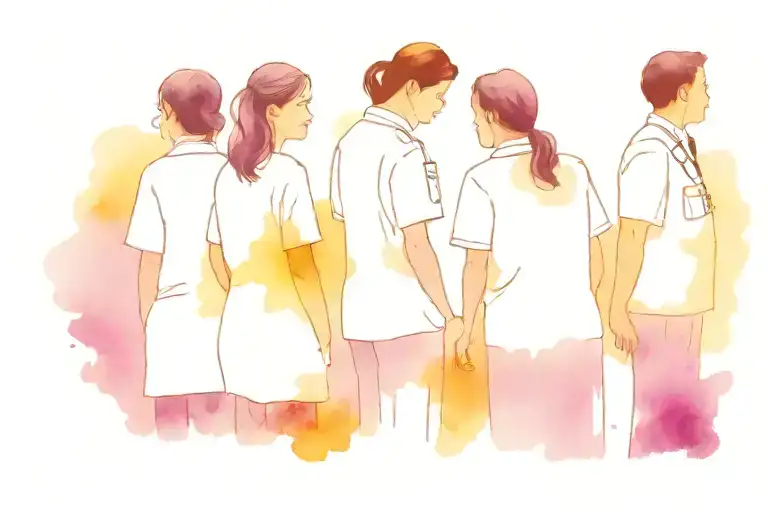 Hospital Staff Standing In Line