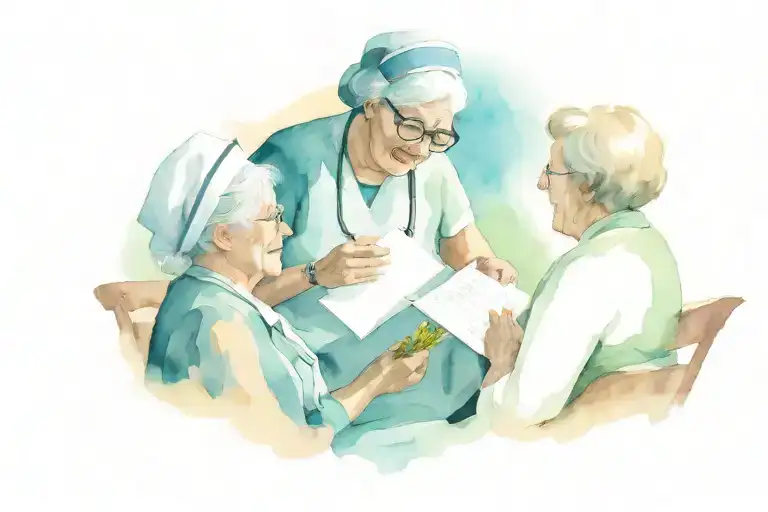 The Nurse Gives Grandma Some Papers