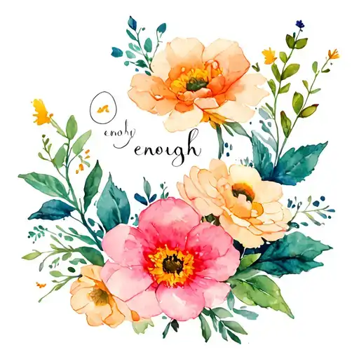 Enough Word With Flower Intertwined