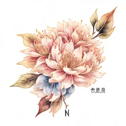 Arrow And Chrysanthemun Flower With Name Yuan