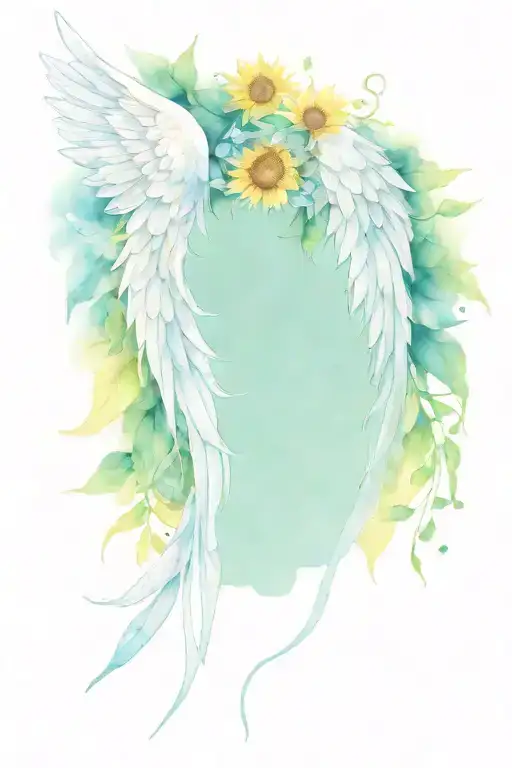 Western Sunflower Vine And Angel Wings And Feathers