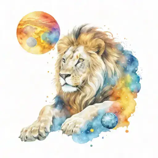 Lion And Planets Stars And Nebulas