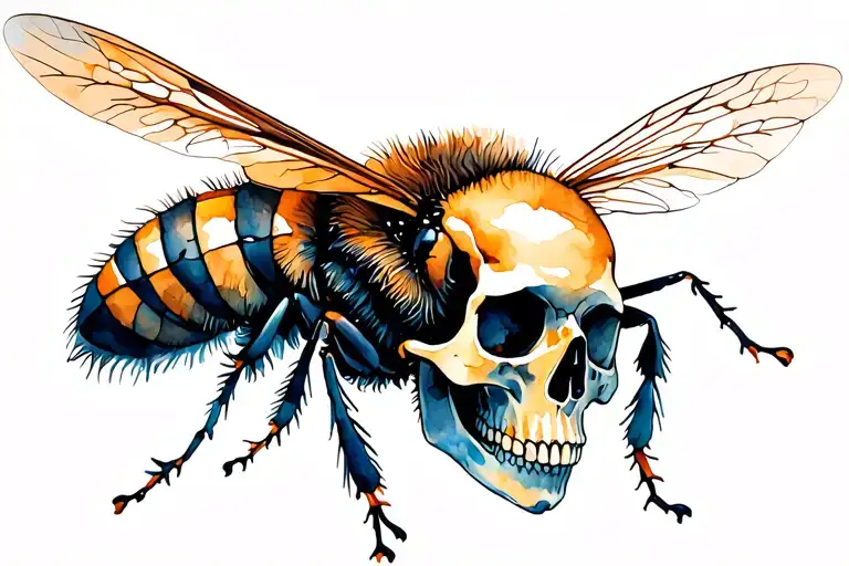 Bee Hovering With A Skull
