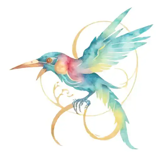 Abstract Tribal Bird Reptile Fossil Rune