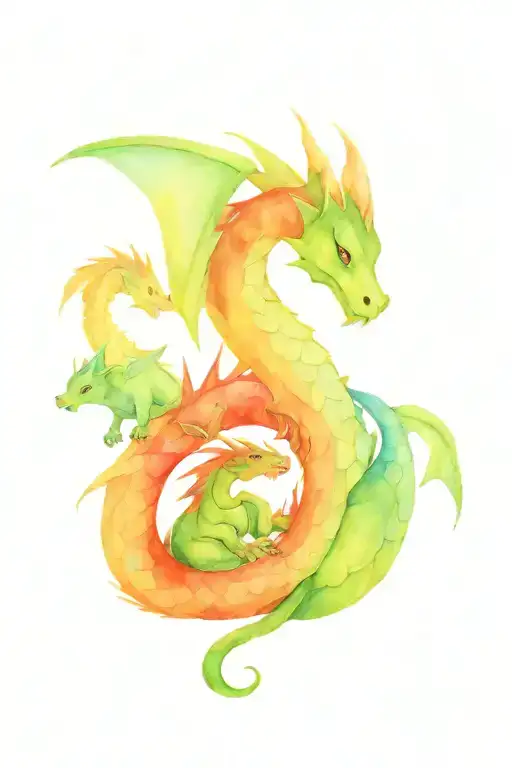 Momma Dragon With 2 Baby Dragons