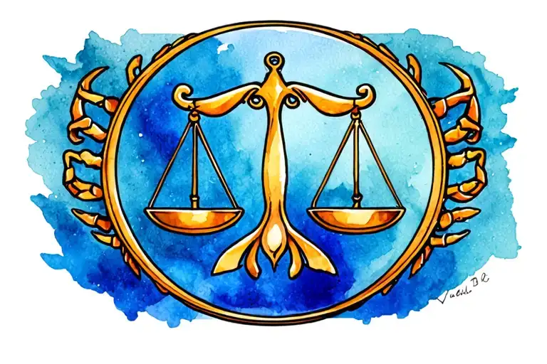 Infiniti Symbol With Libra Scales And Scorpio Signs Inside