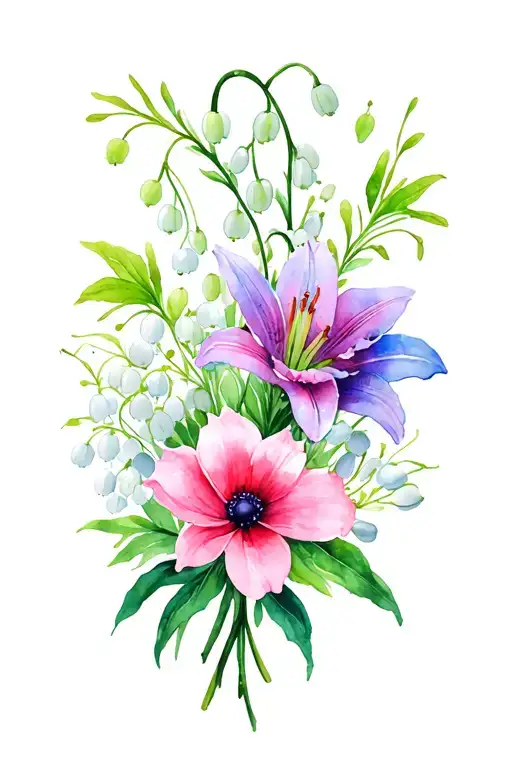 Cosmos And Lily Of The Valley Flowe Bouquet Made