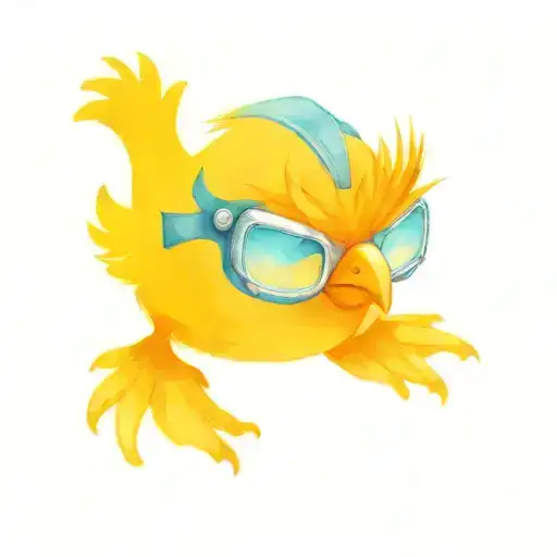 A Playful Design Of A Little Chicken Wearing A Scuba Diving Mask And Fins