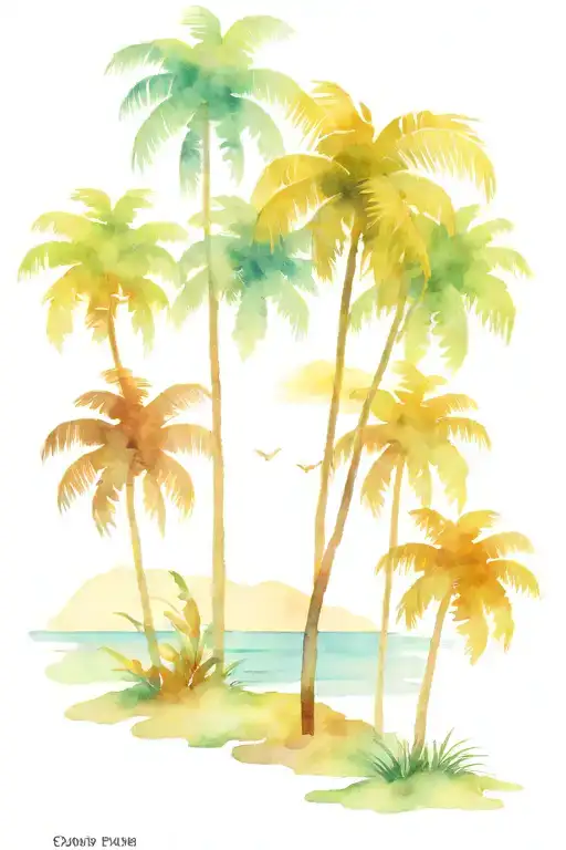 Palm Tress Water Sky