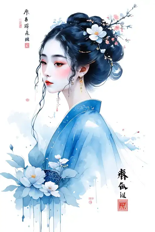 Chinese Chrysantism Painting In Mascara