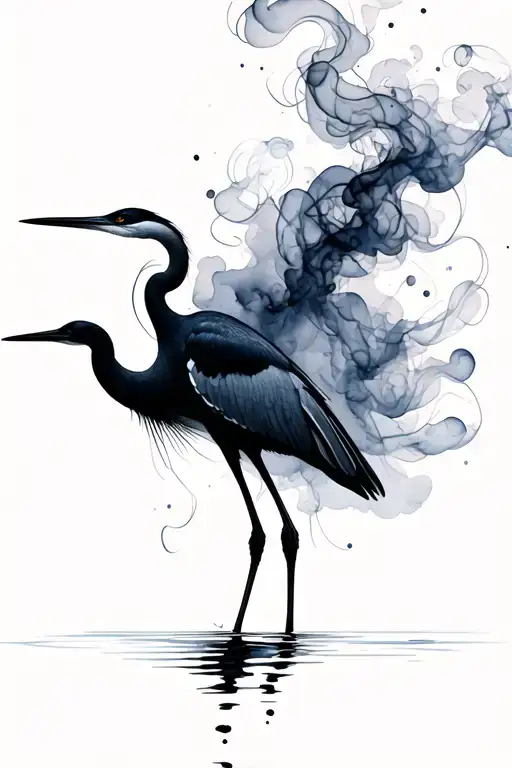 Black Smoke Forming The Heron Silhouette