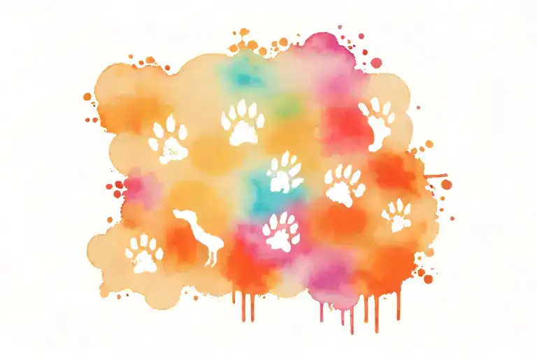Dog Paw Prints And Rainbow Bridge